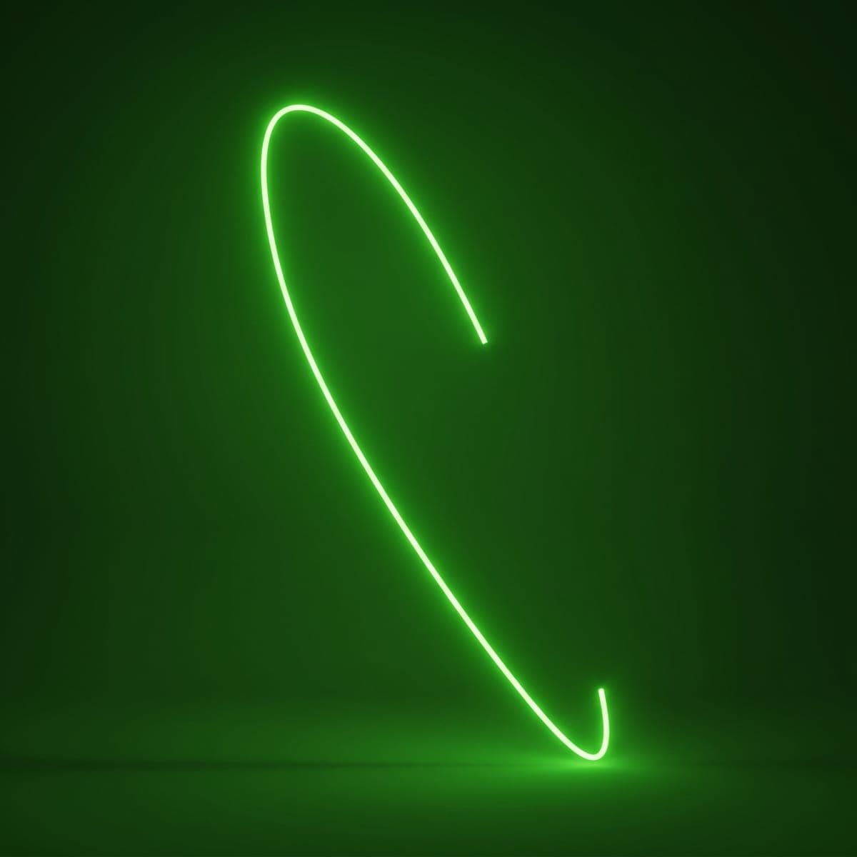 A neon-green arc traces the correct swing path on a dark green ground.